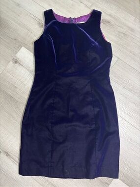 Hugo Buscati Sleeveless Velvet Mini Dress in Deep Purple w/ Purple Lining Sz 4P
